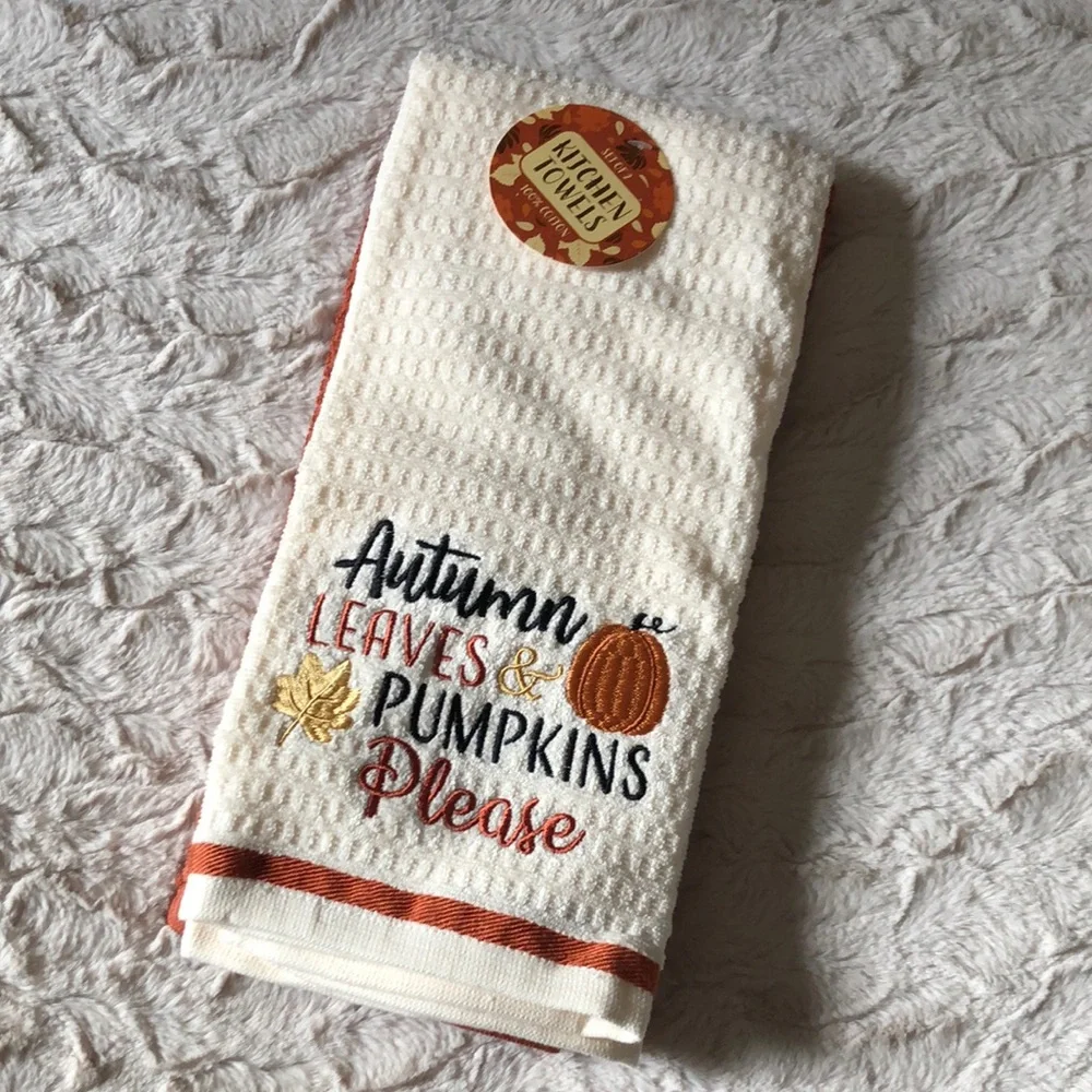 Autumn Leaves & Pumpkins Please Kitchen Towel Set